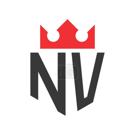 Letter NV Crown Logo. Crown on Letter NV Logo Design Template