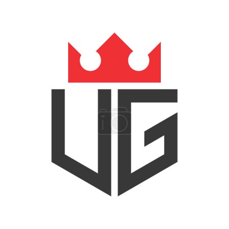 Letra UG Crown Logo. Corona en la carta UG Logo Design Template