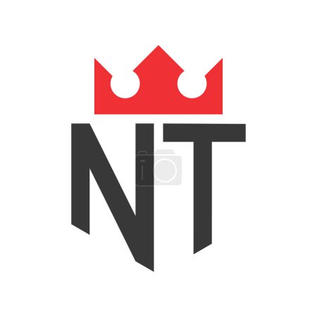 Buchstabe NT Crown Logo. Krone auf Buchstabe NT Logo Design Template
