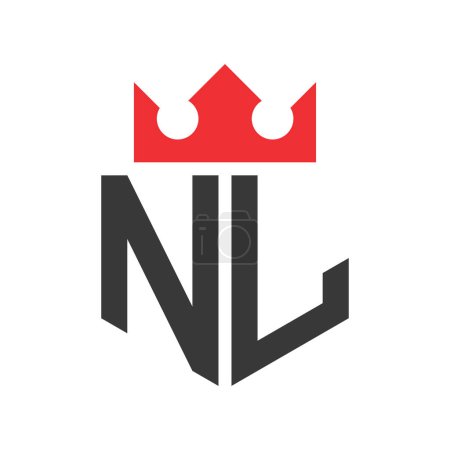 Letter NL Crown Logo. Crown on Letter NL Logo Design Template