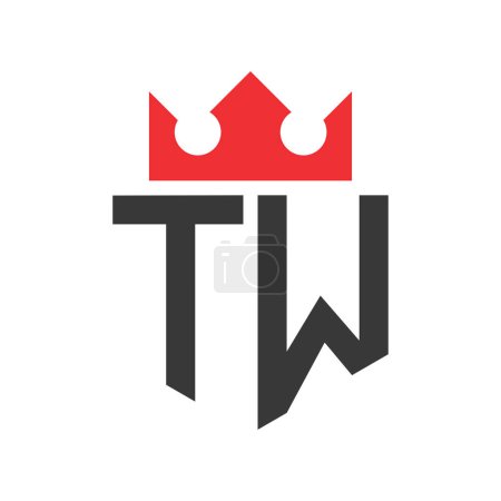 Letra TW Crown Logo. Corona en la carta TW Logo Design Template
