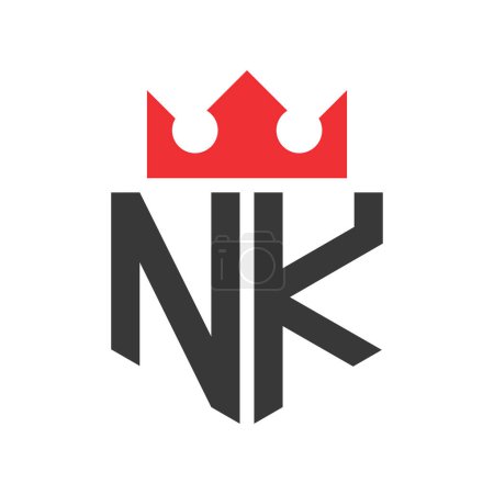 Buchstabe NK Crown Logo. Krone auf Buchstabe NK Logo Design Template