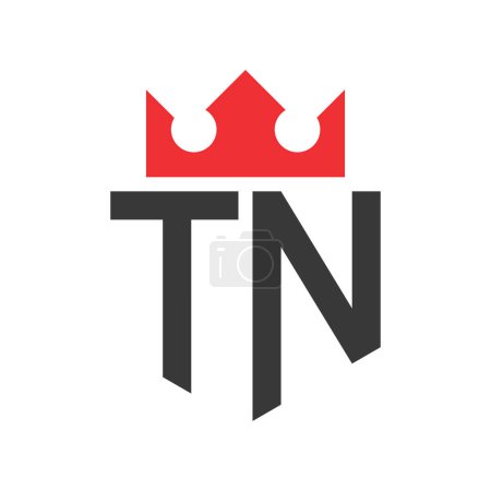 Letter TN Crown Logo. Crown on Letter TN Logo Design Template