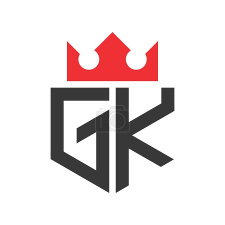 Buchstabe GK Crown Logo. Krone auf Buchstabe GK Logo Design Template