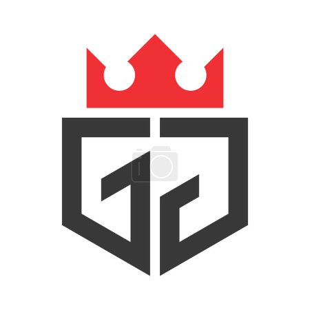 Buchstabe GJ Crown Logo. Krone auf Buchstabe GJ Logo Design Template