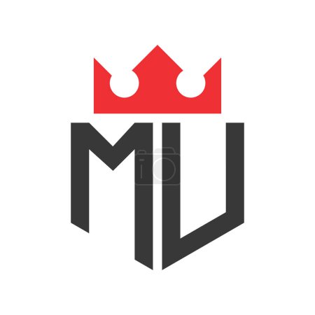 Lettre MU Crown Logo. Modèle de conception de logo de la Couronne sur la lettre MU