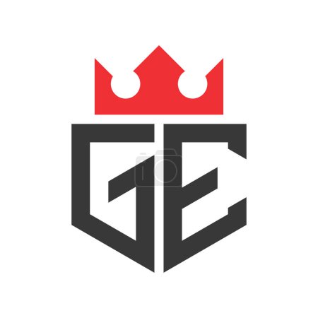 Letra GE Crown Logo. Corona en la letra GE Logo Design Template