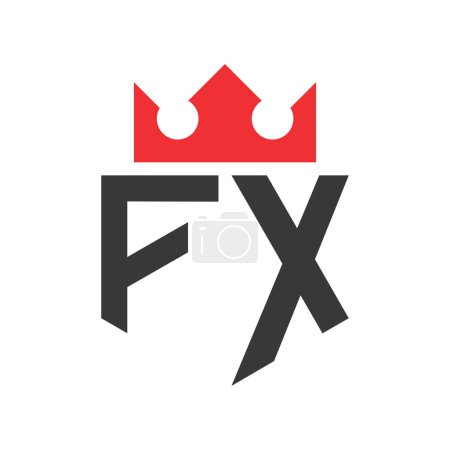 Letra FX Crown Logo. Corona en la carta FX Logo Design Template