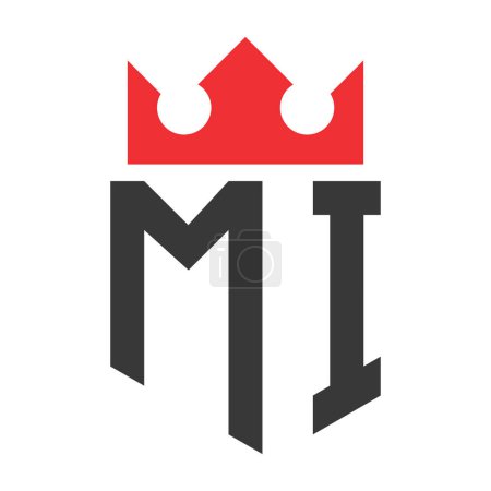 Buchstabe MI Crown Logo. Krone auf Buchstabe MI Logo Design Template