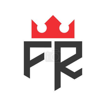 Letter FR Crown Logo. Crown on Letter FR Logo Design Template