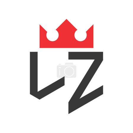Buchstabe LZ Crown Logo. Krone auf Buchstabe LZ Logo Design Template
