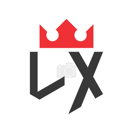 Buchstabe LX Crown Logo. Krone auf Buchstabe LX Logo Design Template