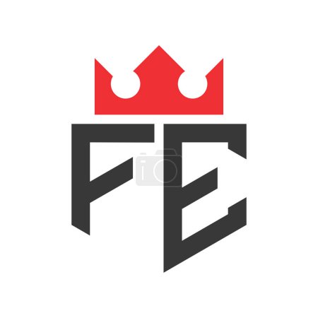 Letter FE Crown Logo. Crown on Letter FE Logo Design Template