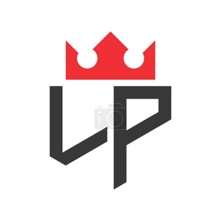 Buchstabe LP Crown Logo. Krone auf Buchstabe LP Logo Design Template