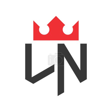 Buchstabe LN Crown Logo. Krone auf Buchstabe LN Logo Design Template