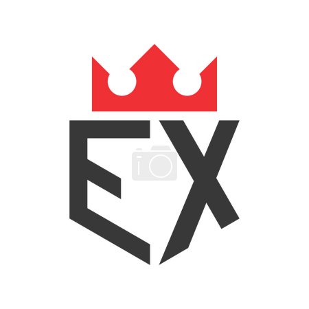 Letter EX Crown Logo. Crown on Letter EX Logo Design Template