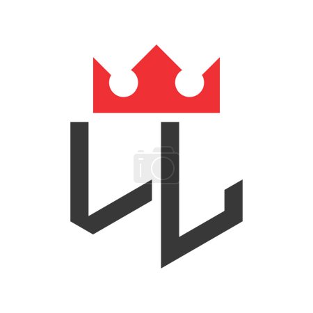 Letter LL Crown Logo. Crown on Letter LL Logo Design Template