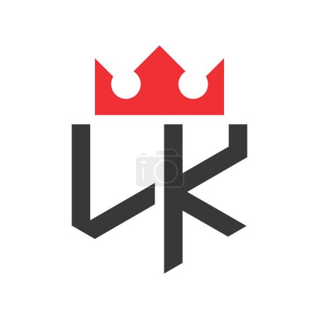 Buchstabe LK Crown Logo. Krone auf Buchstabe LK Logo Design Template