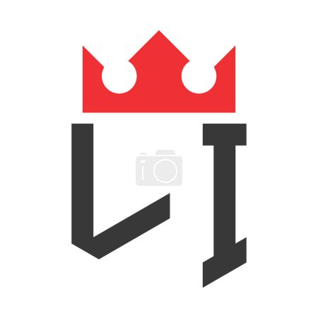 Buchstabe LI Crown Logo. Krone auf Buchstabe LI Logo Design Template