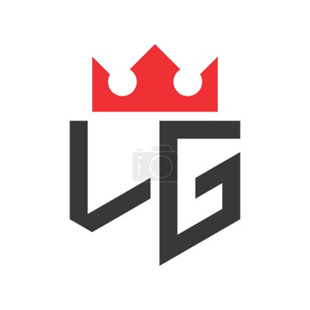 Buchstabe LG Crown Logo. Krone auf Buchstabe LG Logo Design Template