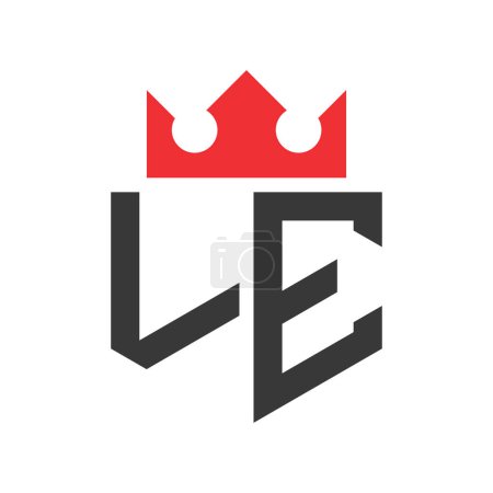Letra LE Crown Logo. Corona en la carta LE Logo Design Template