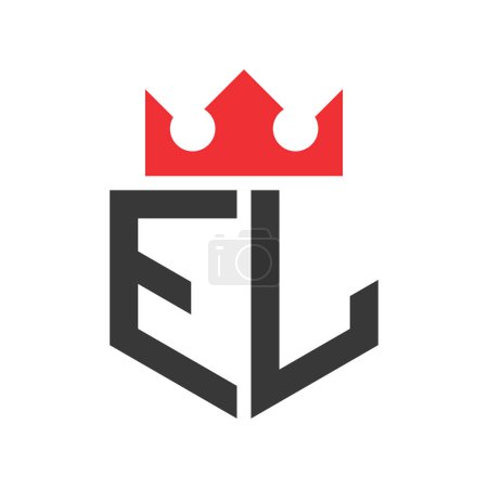 Ilustración de Letra EL Crown Logo. Corona en la carta EL Logo Design Template - Imagen libre de derechos
