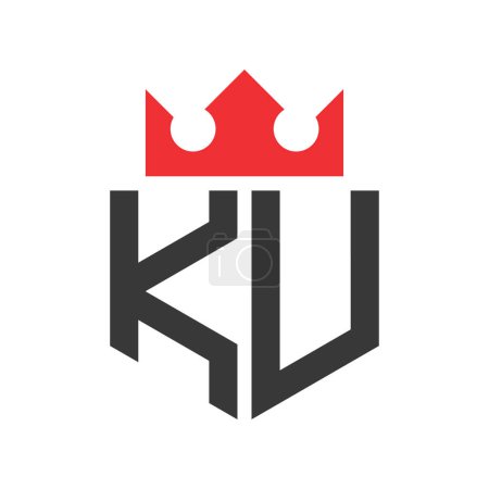 Lettre KU Crown Logo. Modèle de conception de logo de la Couronne sur la lettre KU