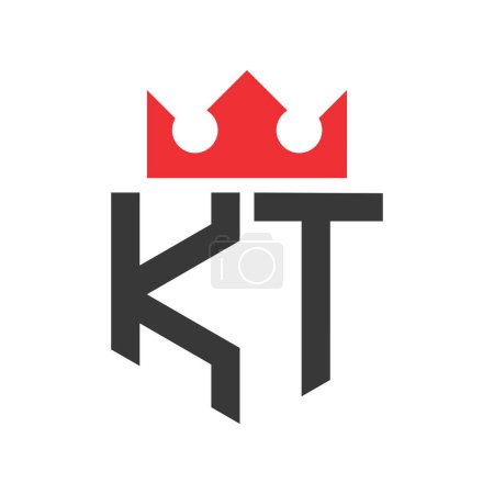 Letter KT Crown Logo. Crown on Letter KT Logo Design Template