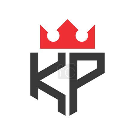 Letra KP Crown Logo. Corona en la carta KP Logo Design Template
