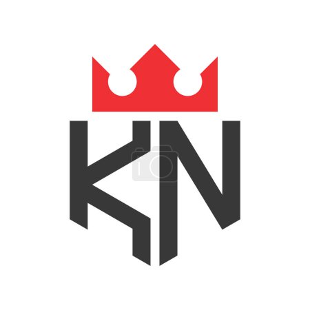 Buchstabe KN Crown Logo. Krone auf Buchstabe KN Logo Design Template