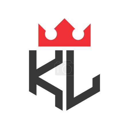 Letter KL Crown Logo. Crown on Letter KL Logo Design Template