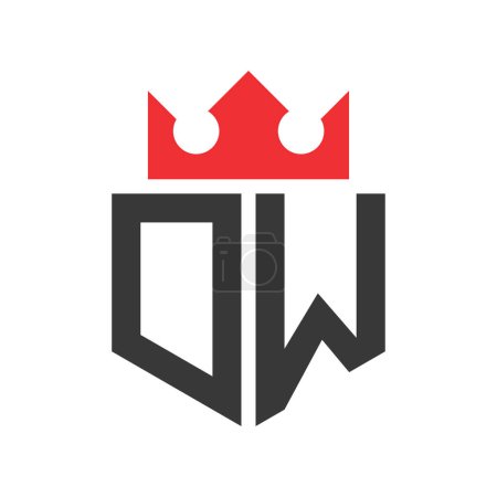 Buchstabe DW Crown Logo. Krone auf Buchstabe DW Logo Design Template