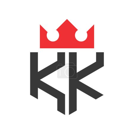 Lettre KK Crown Logo. Modèle de conception de logo KK Couronne sur lettre