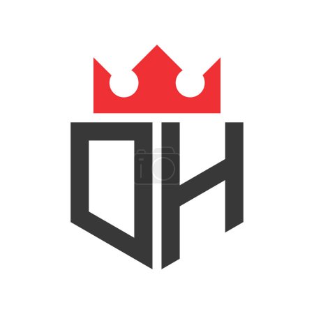 Buchstabe DH Crown Logo. Krone auf Buchstabe DH Logo Design Template