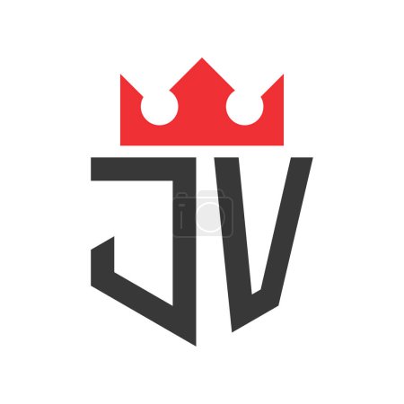 Lettre JV Crown Logo. Modèle de conception de logo de la Couronne sur lettre JV