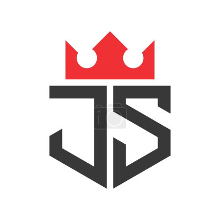 Lettre JS Crown Logo. Modèle de conception de logo de la Couronne sur lettre JS