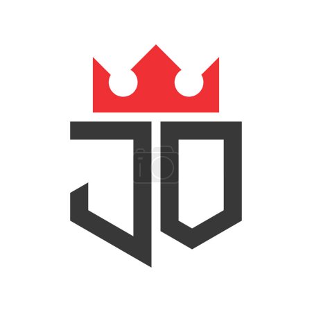 Buchstabe JO Crown Logo. Krone auf Buchstabe JO Logo Design Template