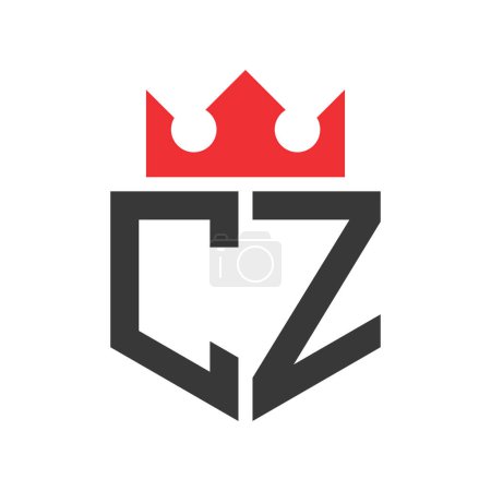 Lettre CZ Logo de la Couronne. Modèle de conception de logo de la Couronne sur la lettre CZ