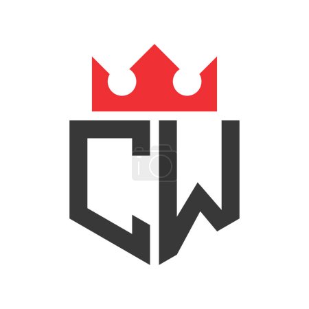 Buchstabe CW Crown Logo. Krone auf Buchstabe CW Logo Design Template