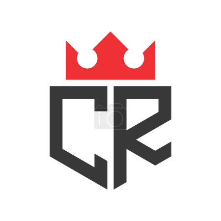 Lettre CR Logo de la Couronne. Modèle de conception de logo de la Couronne sur la lettre CR