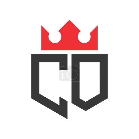 Buchstabe CO Crown Logo. Krone auf Buchstabe CO Logo Design Template