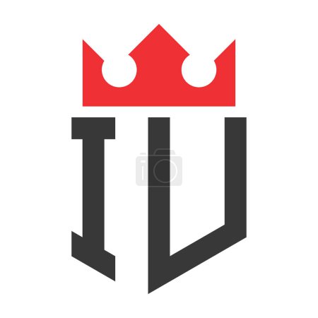 Buchstabe IU Crown Logo. Krone auf Buchstabe IU Logo Design Template