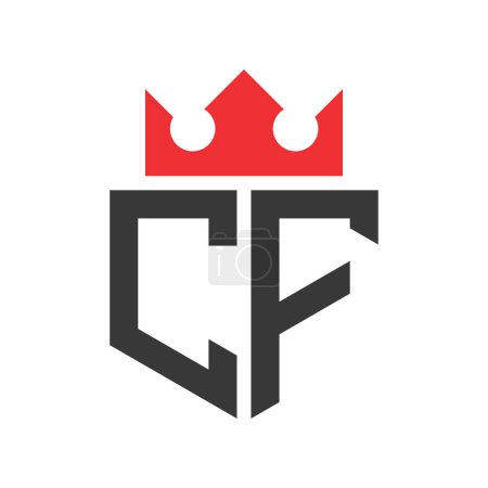 Buchstabe CF Crown Logo. Krone auf Buchstabe CF Logo Design Template