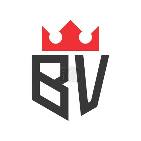 Letter BV Crown Logo. Crown on Letter BV Logo Design Template