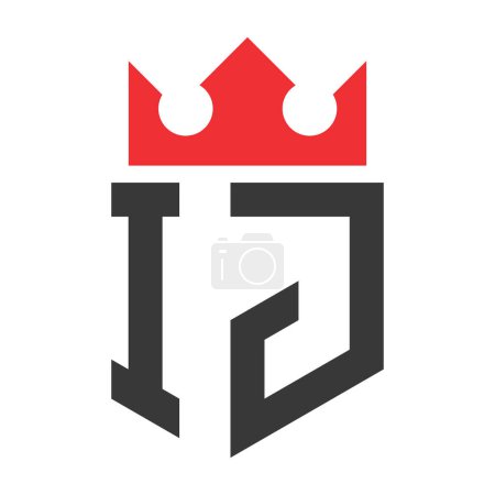 Lettre IJ Crown Logo. Modèle de conception de logo de la Couronne sur la lettre IJ