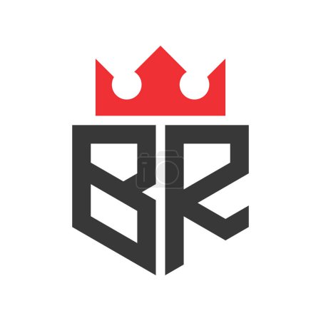 Lettre BR Logo de la Couronne. Modèle de conception de logo de la Couronne sur la lettre BR