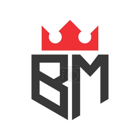 Buchstabe BM Crown Logo. Krone auf Buchstabe BM Logo Design Template