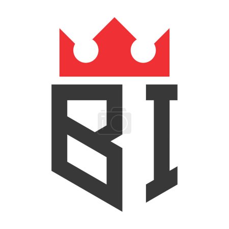 Buchstabe BI Crown Logo. Krone auf Buchstabe BI Logo Design Template