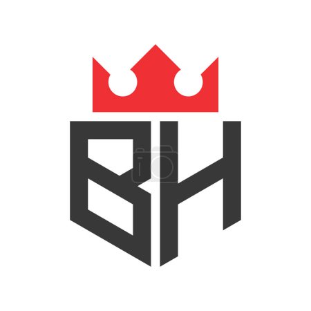 Letra BH Crown Logo. Corona en la letra BH Logo Plantilla de diseño