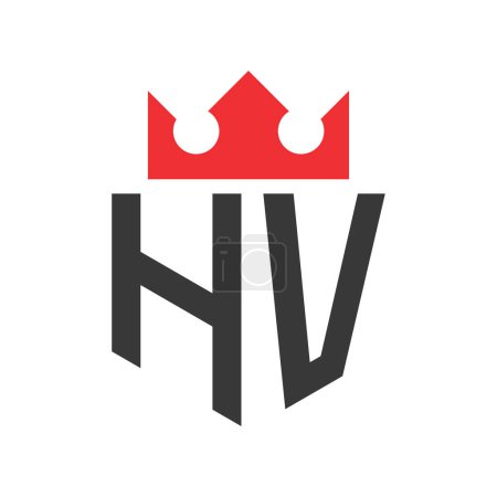 Letter HV Crown Logo. Crown on Letter HV Logo Design Template
